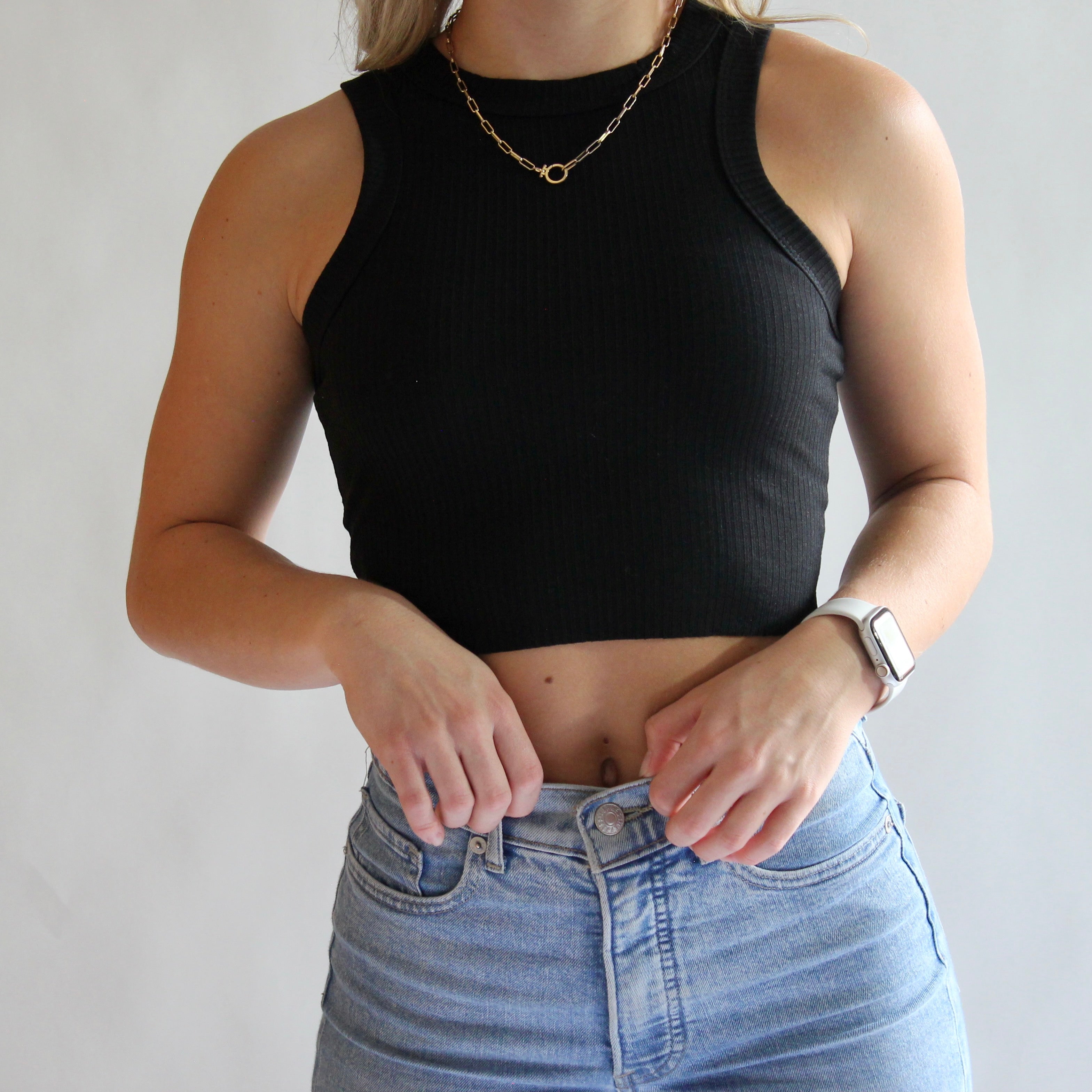 Simply Updated Black Ribbed Cami Top